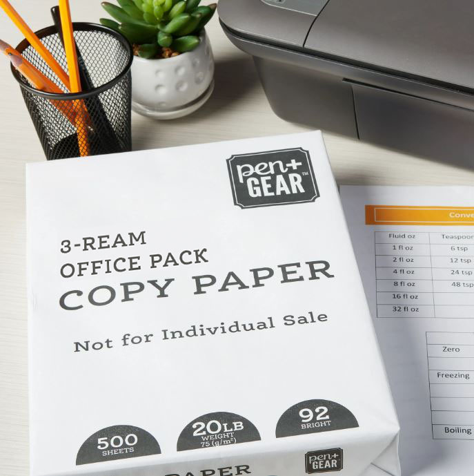 Pen+Gear Copy Paper, 8.5 x 11, 92 Bright, White, 20 lb., 3 Reams (1,500  Sheets) 